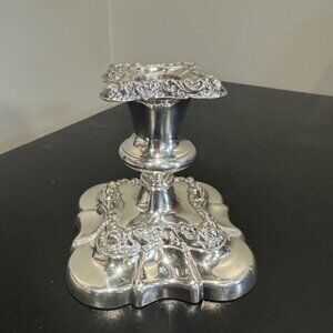 4 Vintage, Ornate Silver Plated Candleholders (green felt cover on protectio